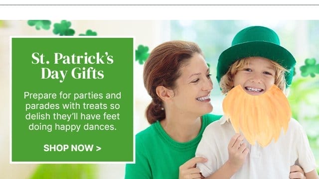 St. Patrick's Day Gifts - Prepare for parties and parades with treats so delish they’ll have feet doing happy dances.