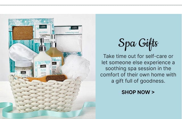 Spa Gifts - Take time out for self-care or let someone else experience a soothing spa session in the comfort of their own home with a gift full of goodness.