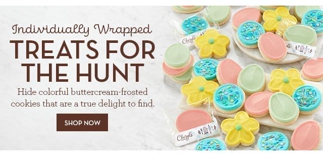 Individually Wrapped Treats for the Hunt - Hide colorful buttercream-frosted cookies that are a true delight to find.