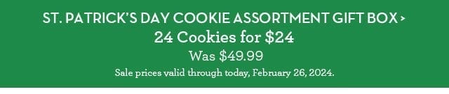 St. Patrick's Day cookie assortment gift box 24 cookies for \\$24