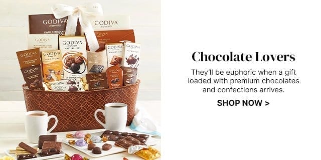 Chocolate Lovers - They’ll be euphoric when a gift loaded with premium chocolates and confections arrives.