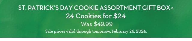 St. Patrick's Day cookie assortment gift box 24 cookies for \\$24