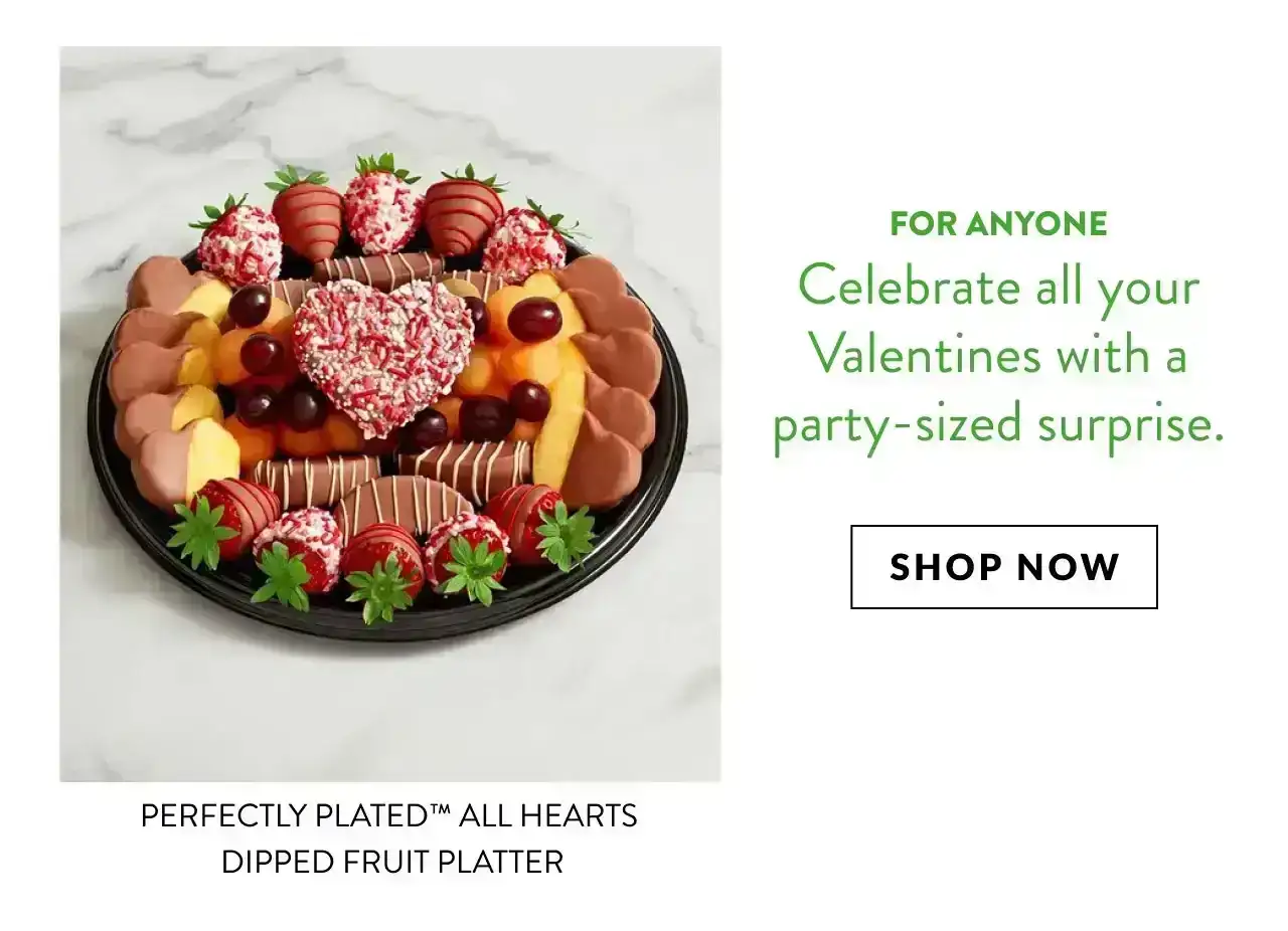 Perfectly Plated All Hearts Dipped Fruit Platter