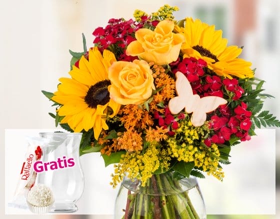 Strahlend schön: Blumenstrauß Summer Feeling mit 2 Geschenken für 29,99 €