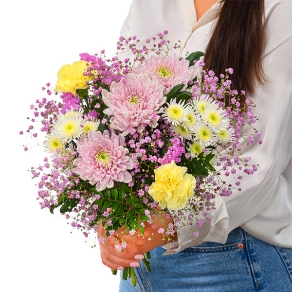 Ein Farberlebnis der besonderen Art. Blumengruß Traumfänger mit gratis Vase für 34,99 €