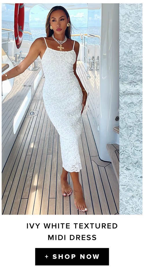 ivy white textured midi dress