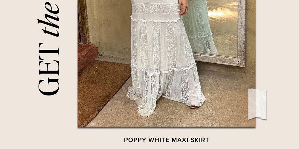 get the look poppy white maxi skirt