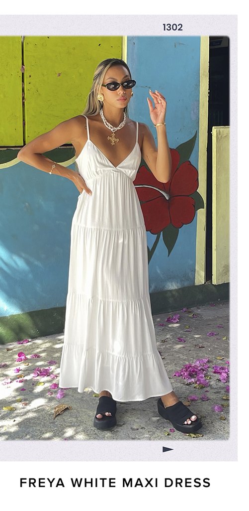 freya white maxi dress
