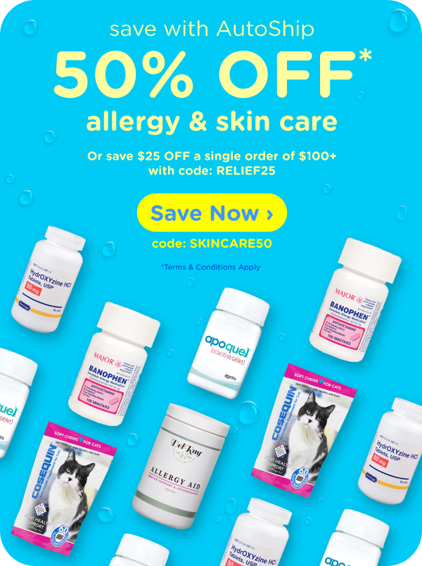 Save 50% on Allergy & Skincare meds when you use AutoShip and code SKINCARE50