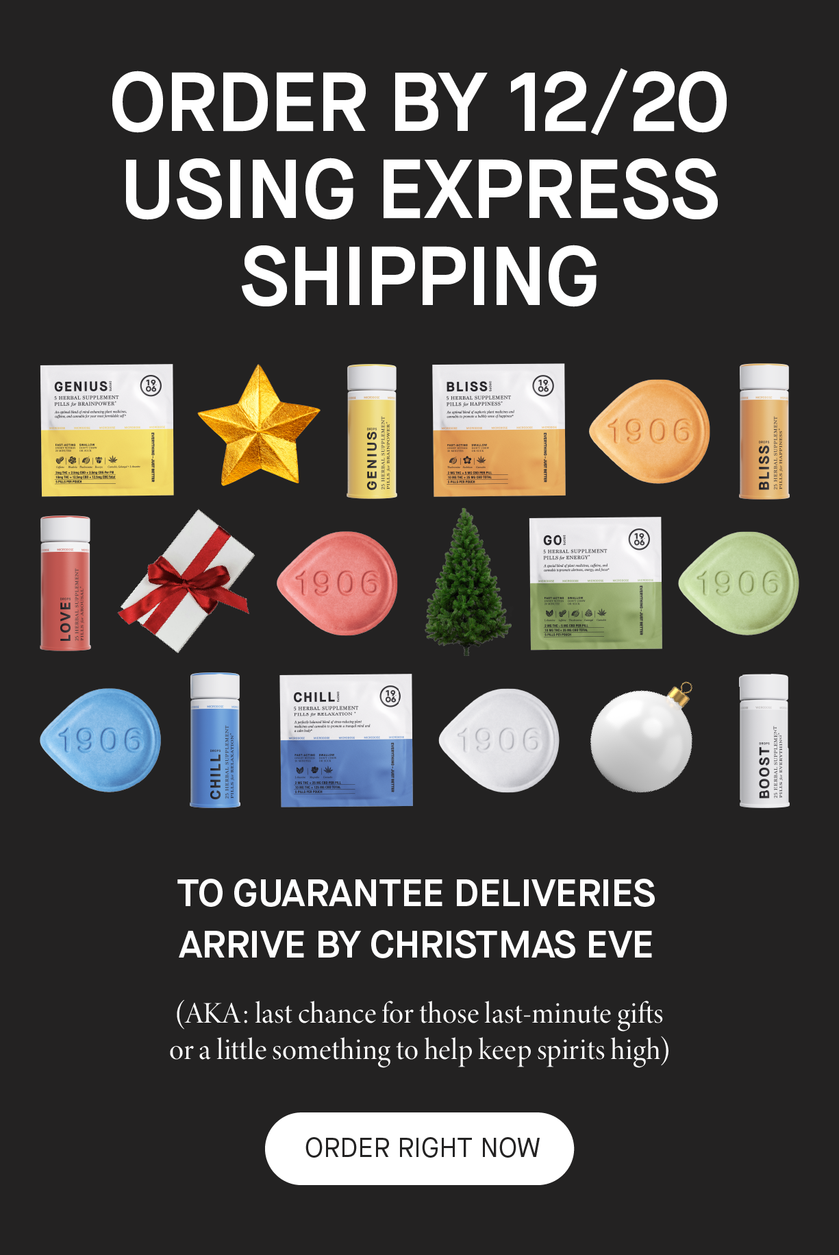 Order by 12/20 using Express Shipping