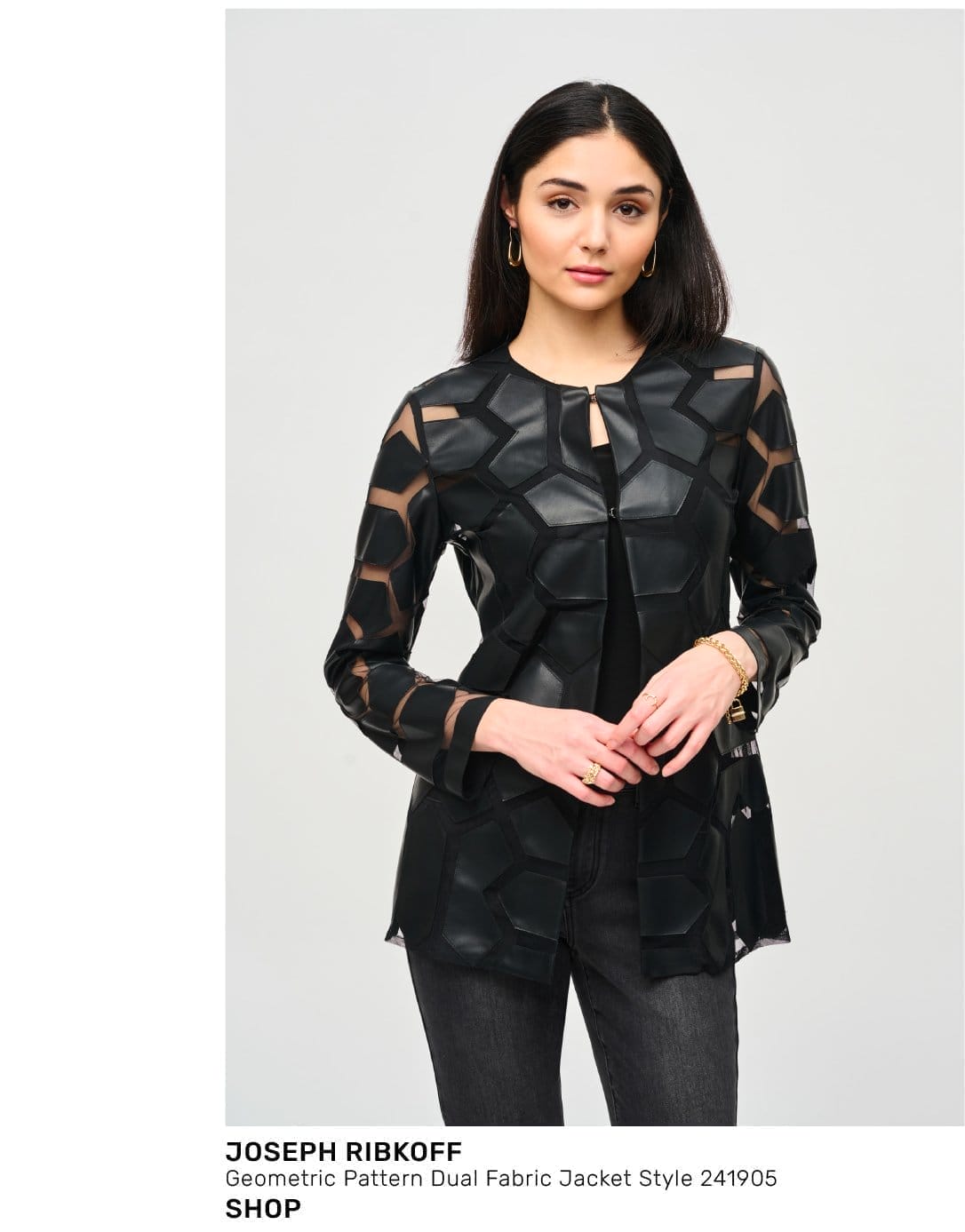 Geometric Pattern Dual Fabric Jacket Style 241905