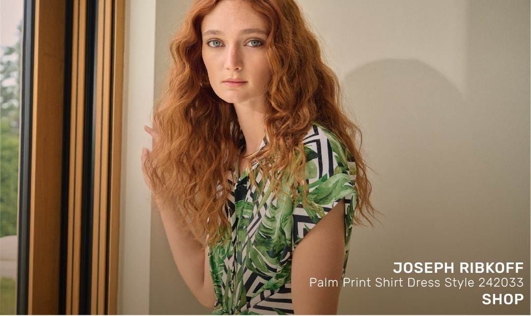 Palm Print Shirt Dress Style 242033