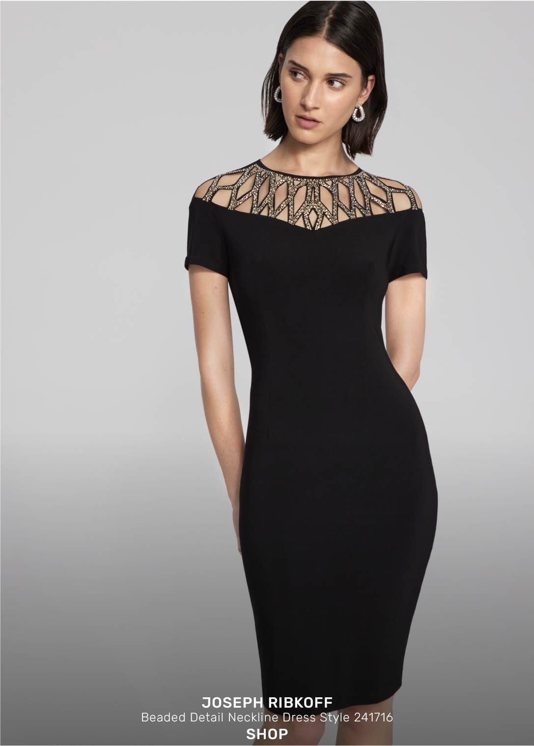 Beaded Detail Neckline Dress Style 241716