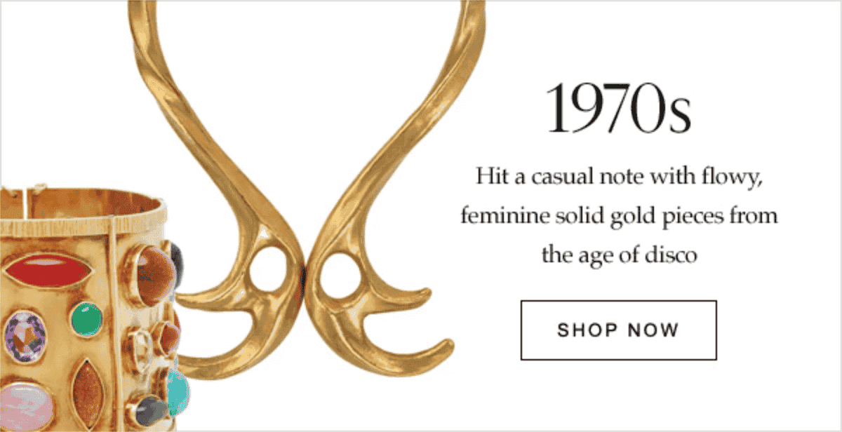 1970s Hit a casual note with flowy, feminine solid gold pieces from the age of disco | SHOP NOW