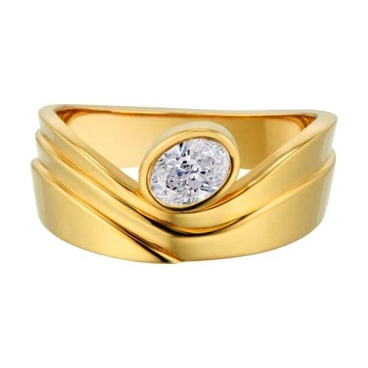 Casey Perez Gold and Oval Diamond Waved Ring, 2022