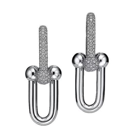 Tiffany HardWear White-Gold and Pavé-Diamond Earrings, 2020