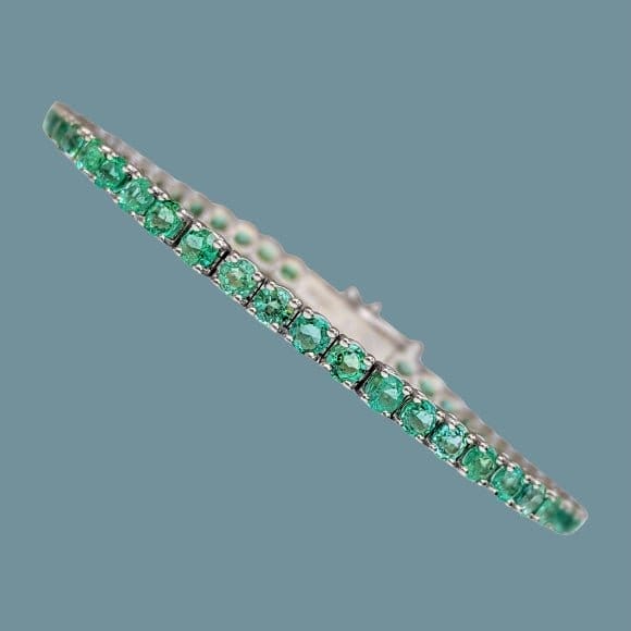 Diamonds Mine Emerald Tennis Bracelet, Contemporary