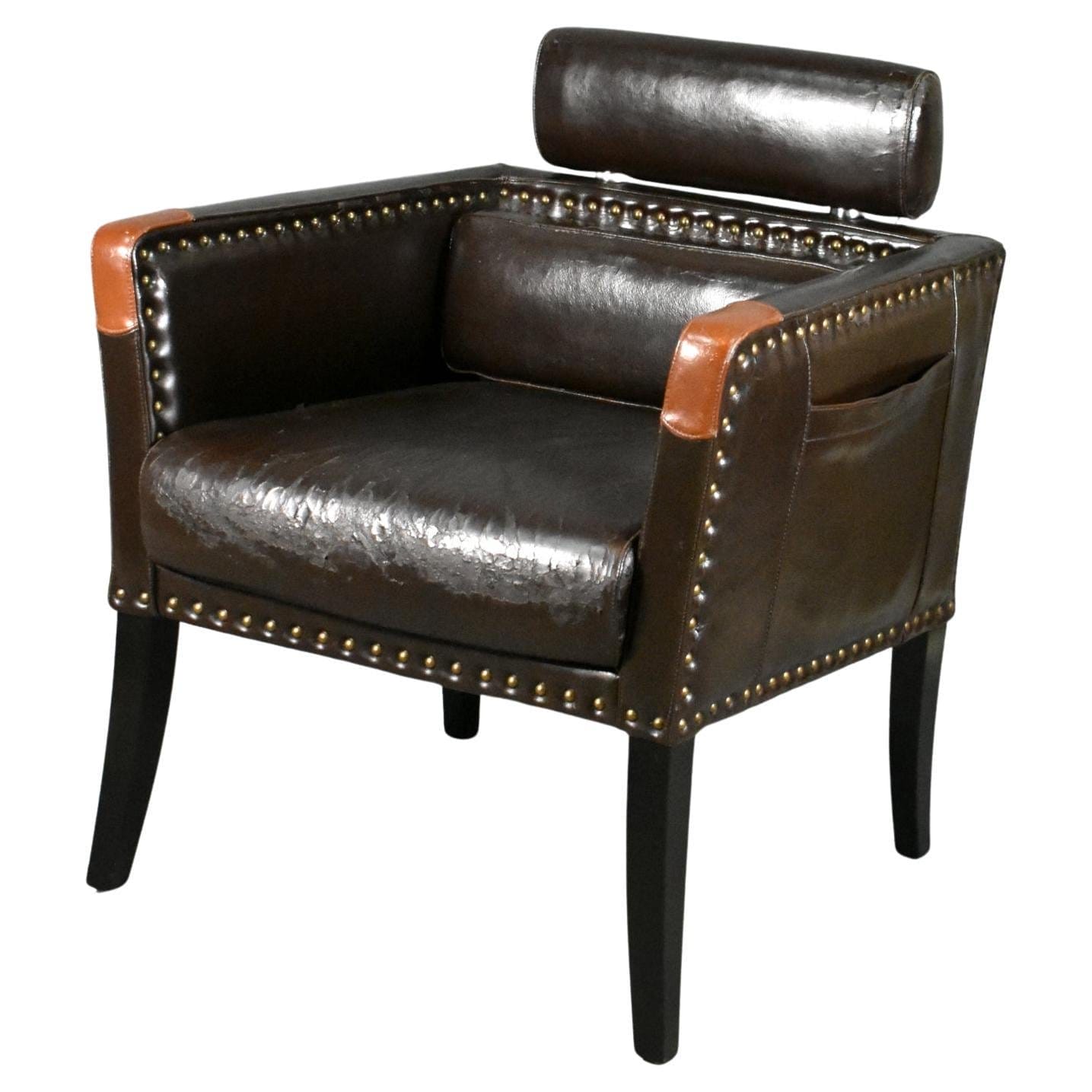 Display Images to View French Mid-Century Lounge Chair in Leatherette.