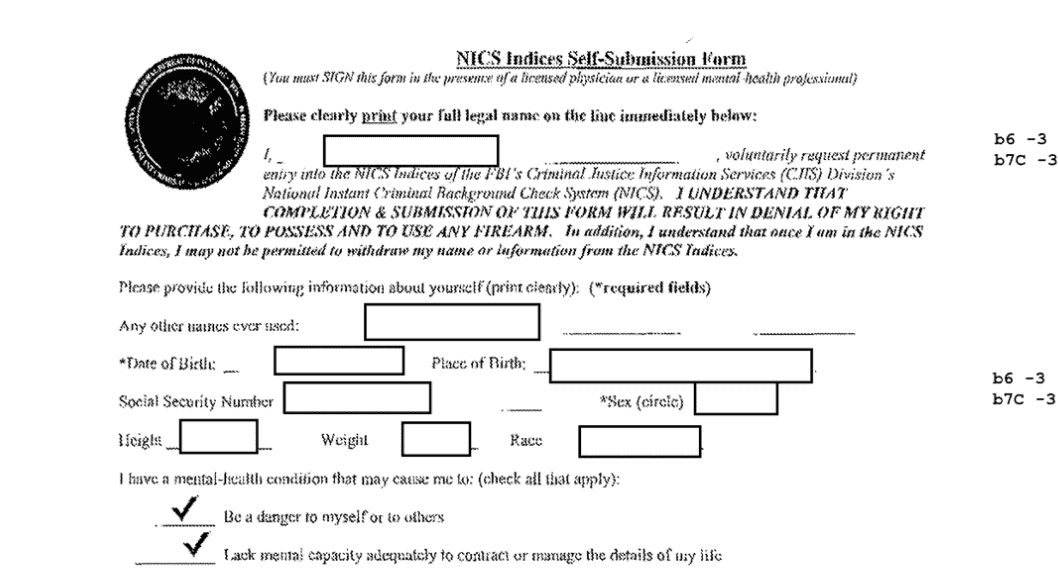 NICS Indices Self Submission Form