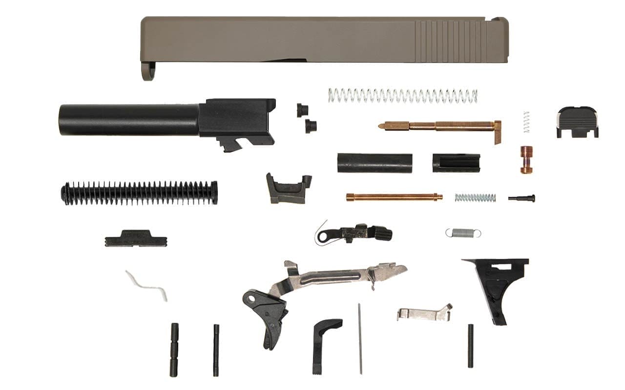 Image of Glock® 19 Compatible Pistol Build Kit w/ FDE Rear Serrated Slide