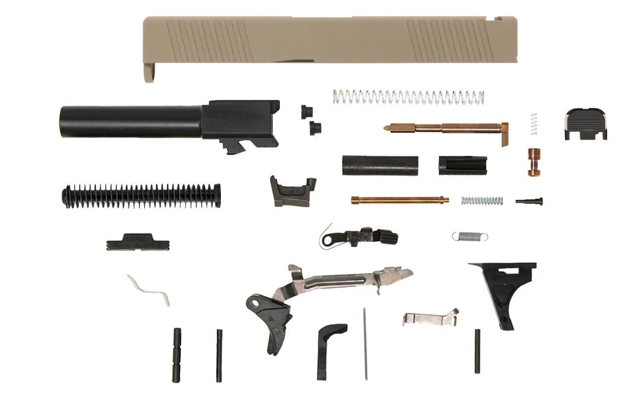 Image of Glock® 19 Compatible Pistol Build Kit w/ FDE Front & Rear Serrated Slide