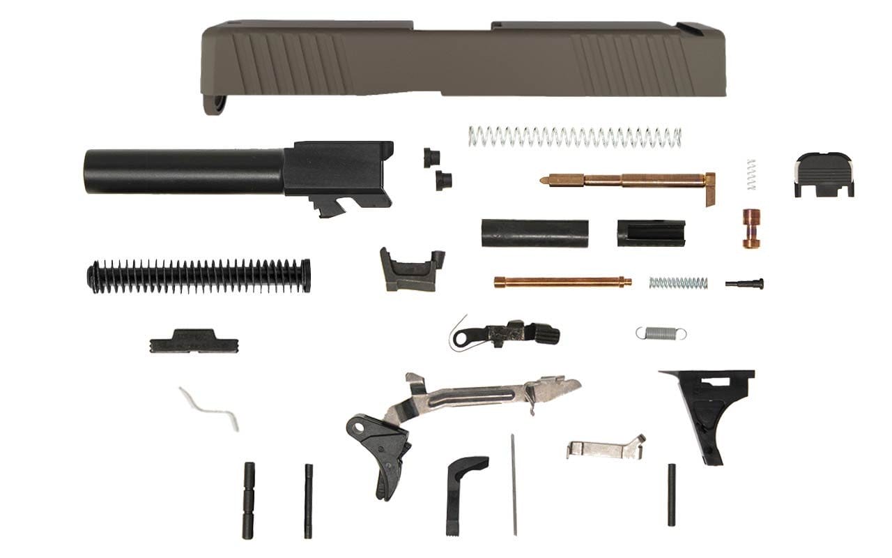 Image of Glock® 19 Compatible Pistol Build Kit w/ FDE Front & Rear Serrated Slide