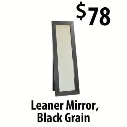 black leaner mirror at \\$78