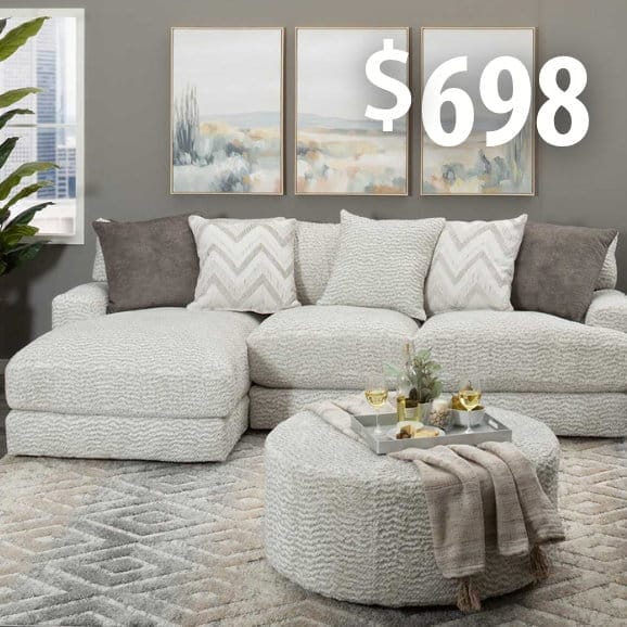 Ivory 2 piece sectional at \\$698