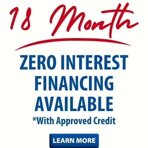 18 month zero interest financing available 