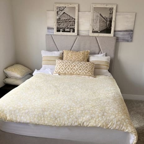 Platform queen bed at \\$298