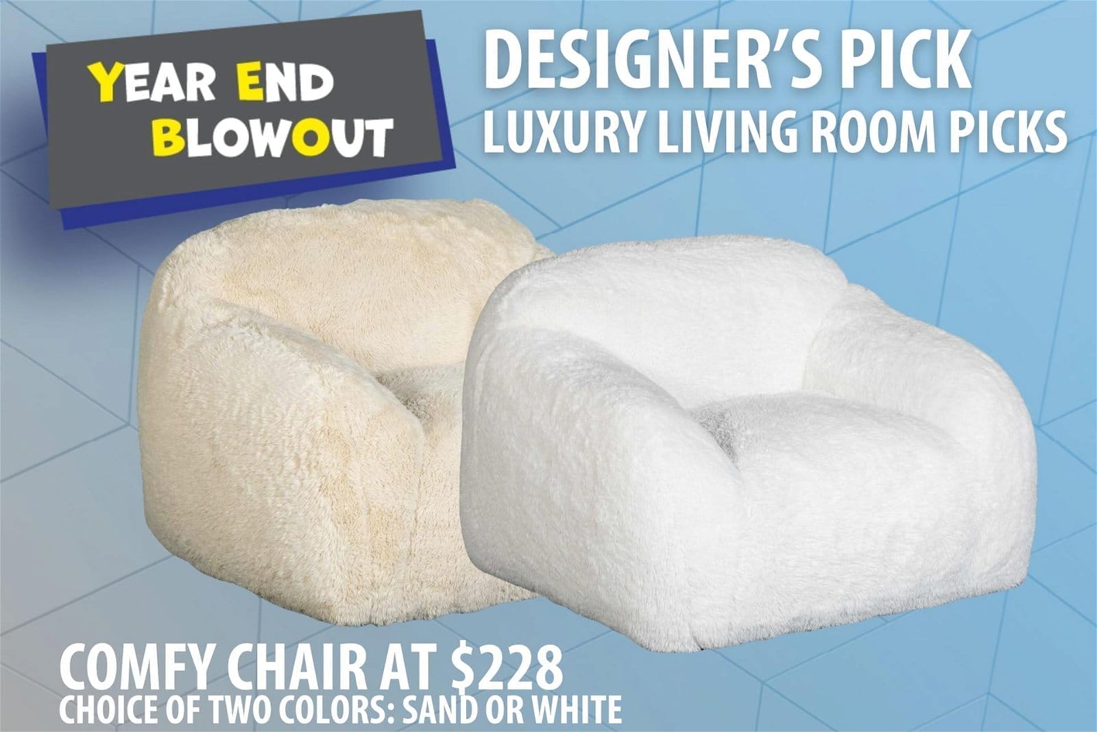 Comfy chair with your choice of two colors at \\$228