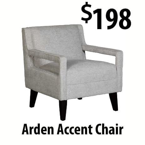 accent chair in grey at \\$198