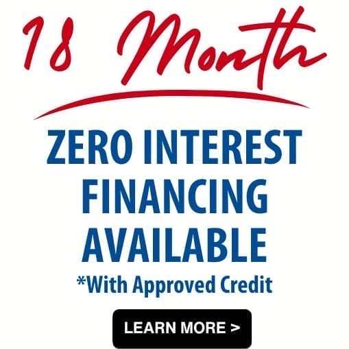 18 month zero interest financing available 