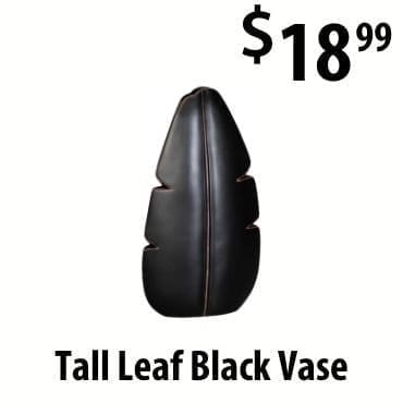 Tall Leaf black vase at \\$18.99