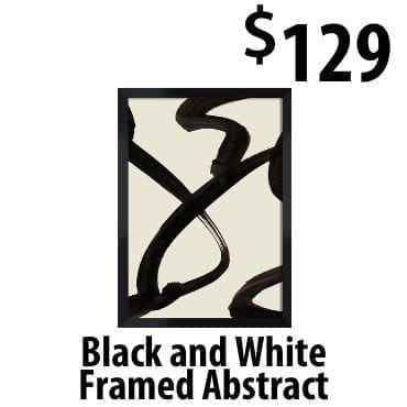 Black and white framed abstract art at \\$129