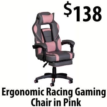 Ergonomic gaming chair in pink at \\$138