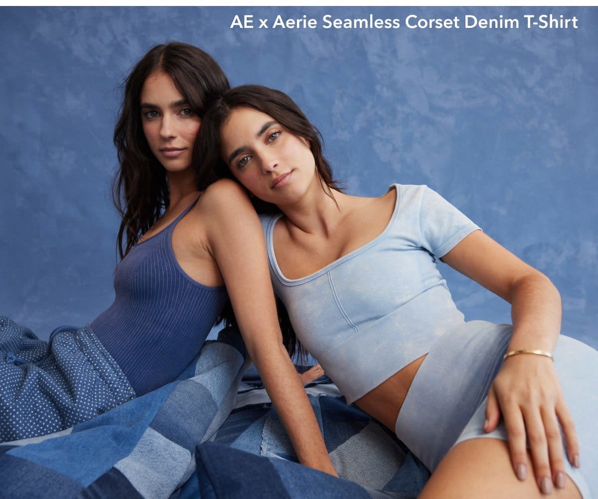 AE x Aerie Seamless Corset Denim T-Shirt