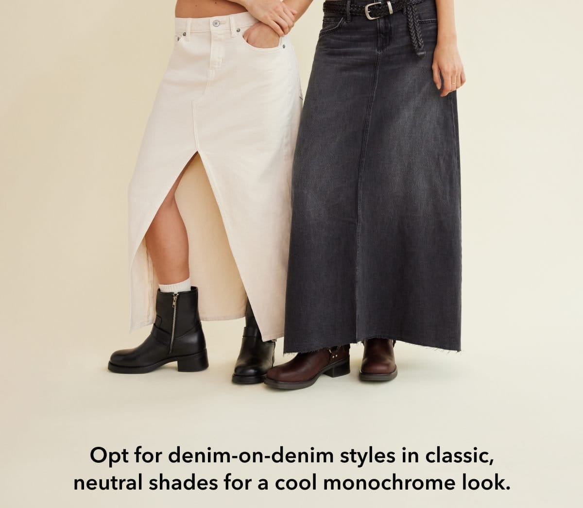 Opt for denim-on-denim styles in classic, neutral shades for a cool monochrome look.