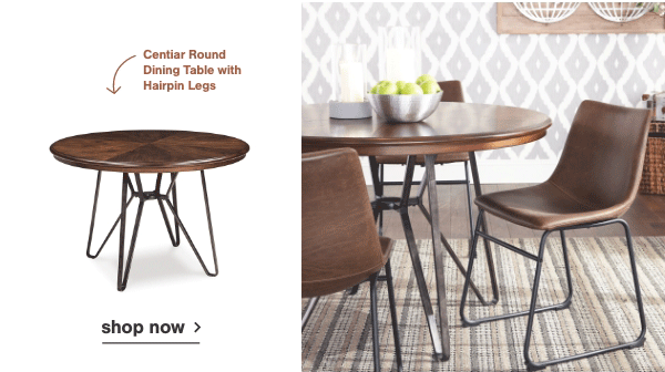 Centiar Round Dining Table with Hairpin Legs Shop Now