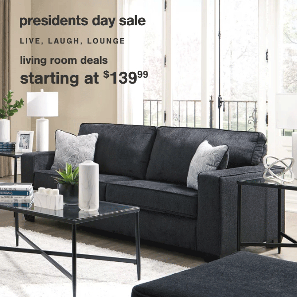 Presidents day sale Live, Laugh, Lounge Living Room Deals starting at \\$139.99