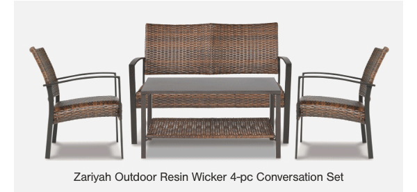 Zariyah Outdoor Resin Wicker 4-pc conversation set