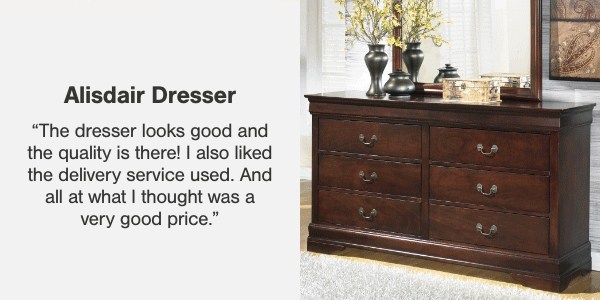 Alisdair Dresser ''The dresser looks good and the quality is there! I also liked the delivery service used. And all at what I thought was a very good price.''