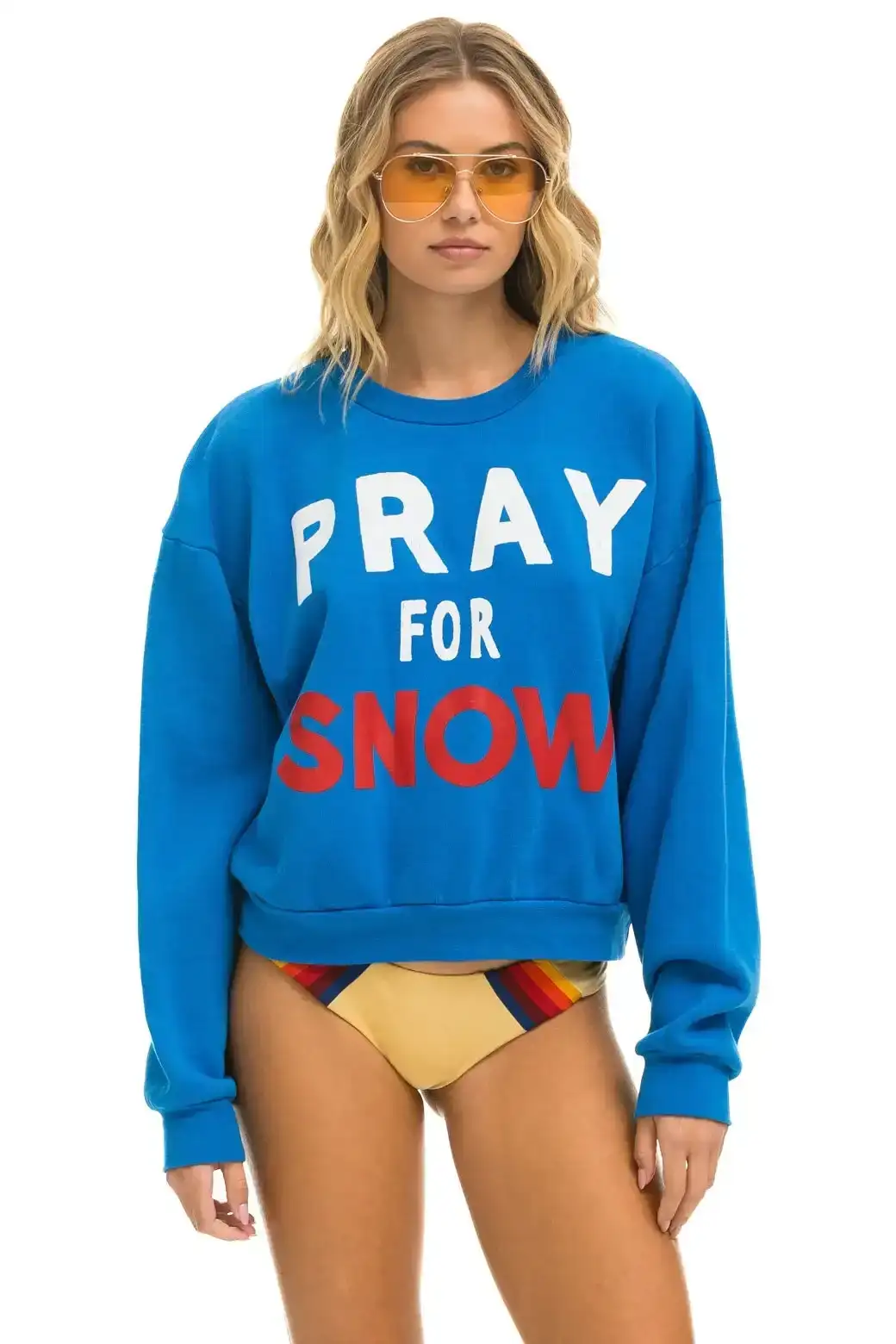 Image of PRAY FOR SNOW RELAXED CREW SWEATSHIRT - OCEAN