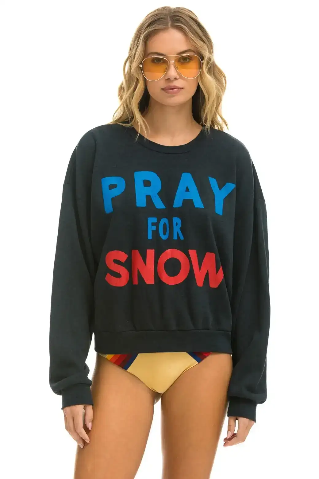 Image of PRAY FOR SNOW RELAXED CREW SWEATSHIRT - CHARCOAL