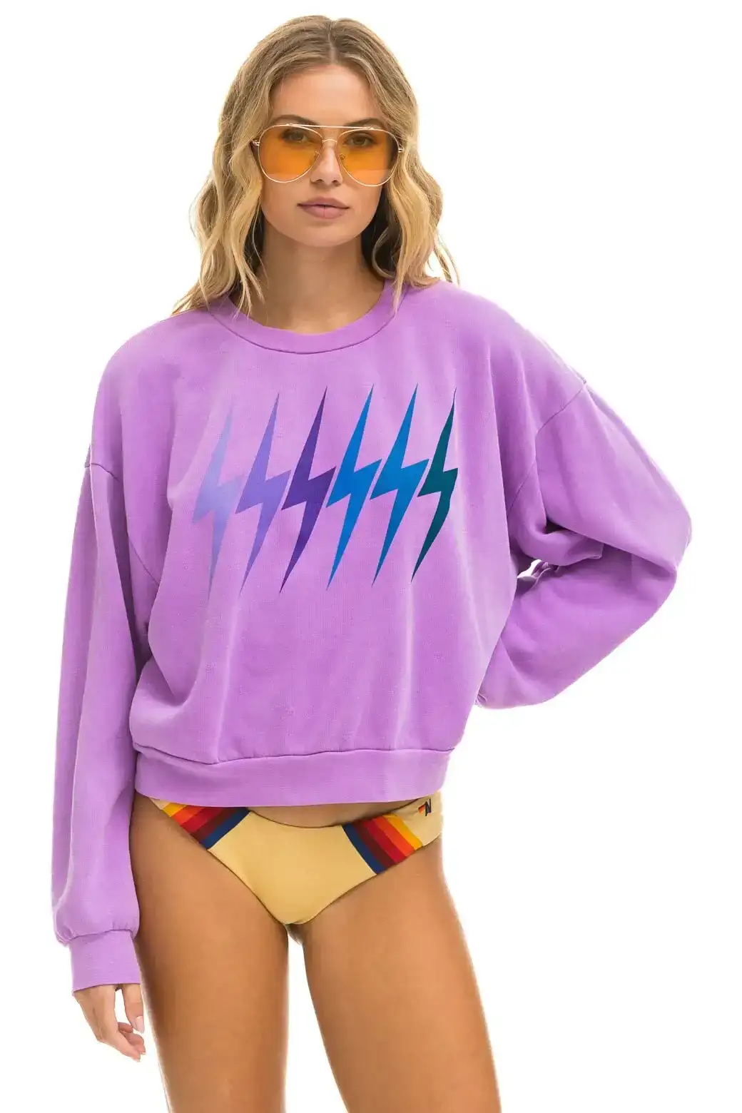 Image of BOLT GRADIENT RELAXED CREW SWEATSHIRT - NEON PURPLE // PURPLE