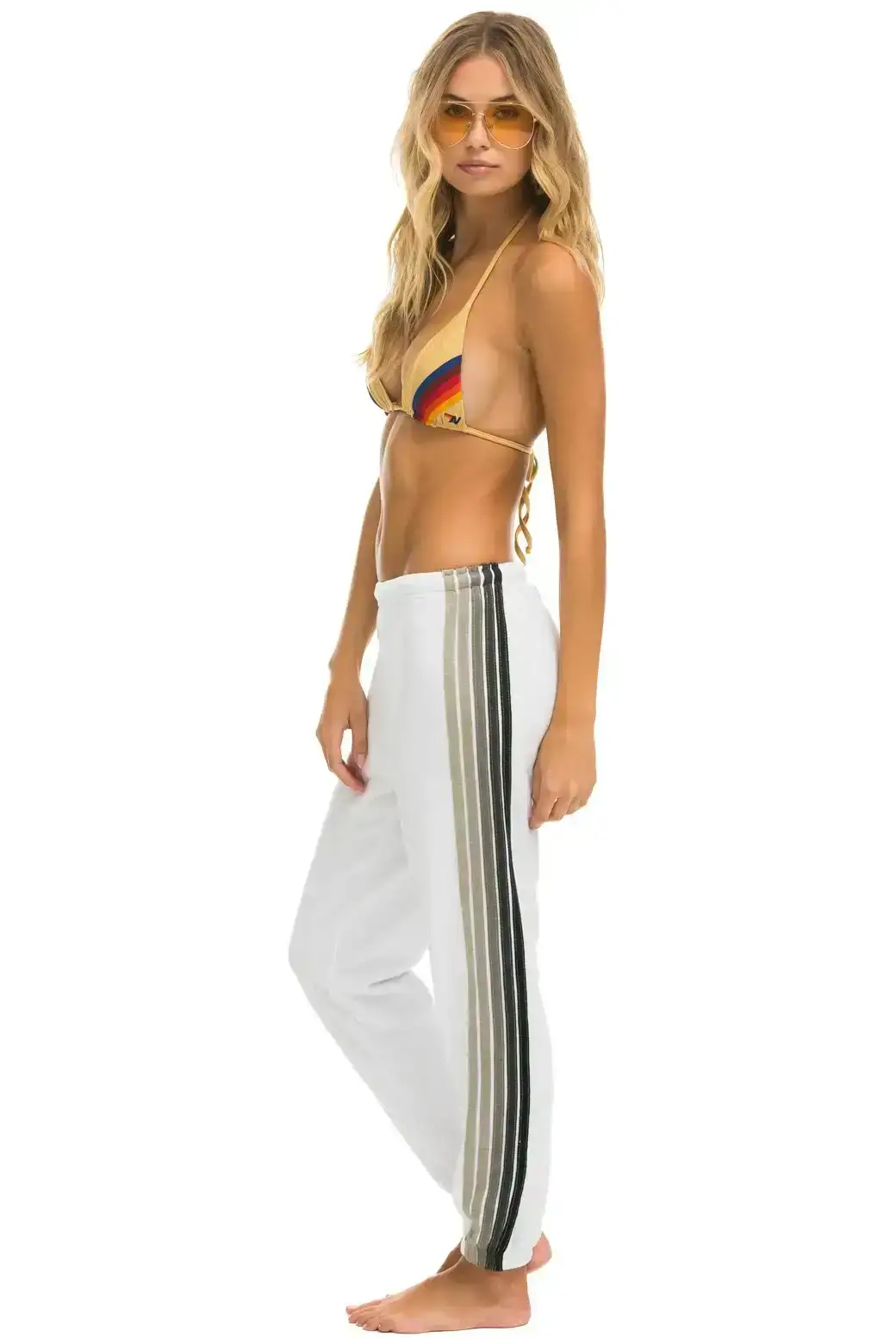 Image of 5 STRIPE SWEATPANTS - WHITE // GREY