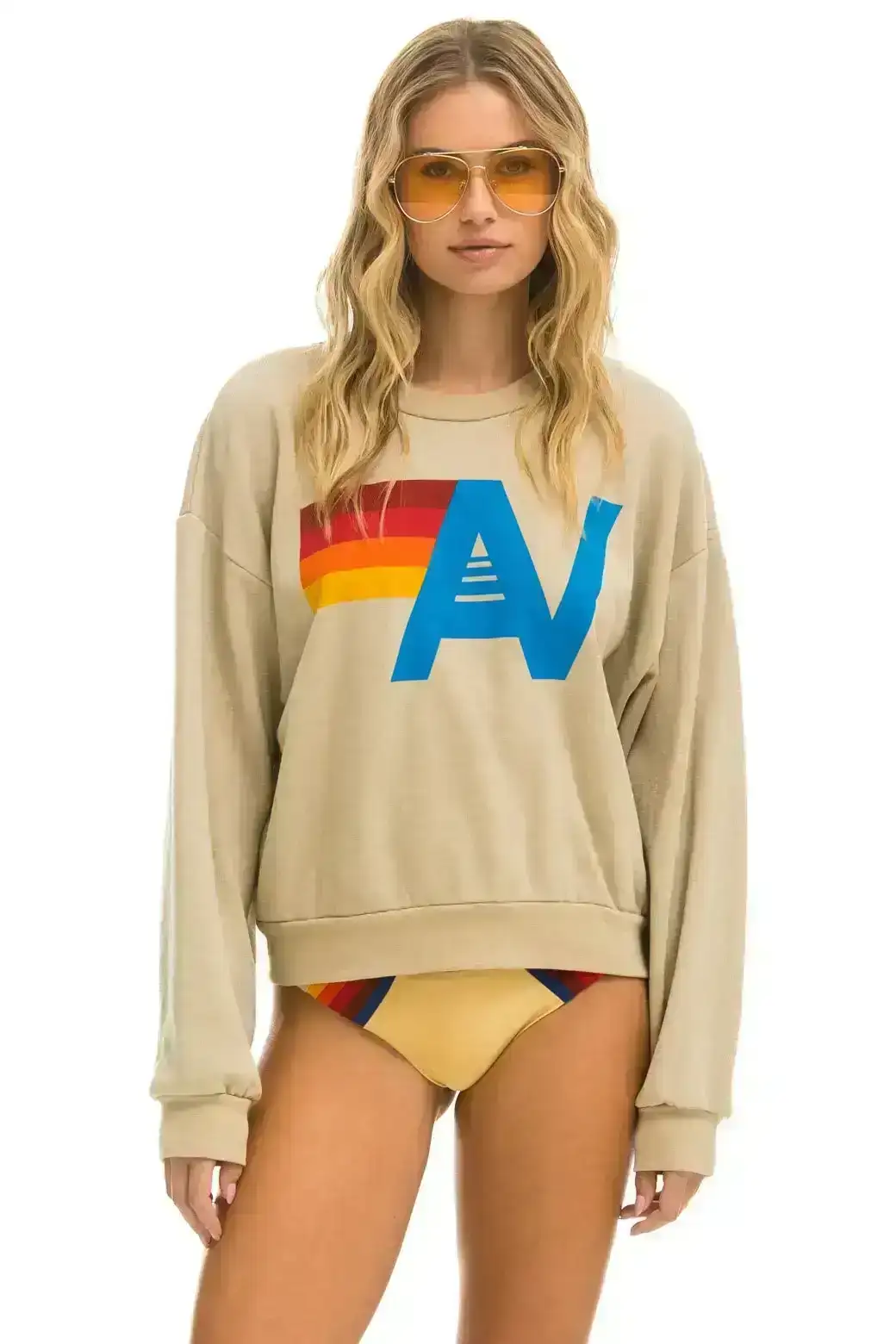 Image of LOGO RELAXED CREW SWEATSHIRT - SAND