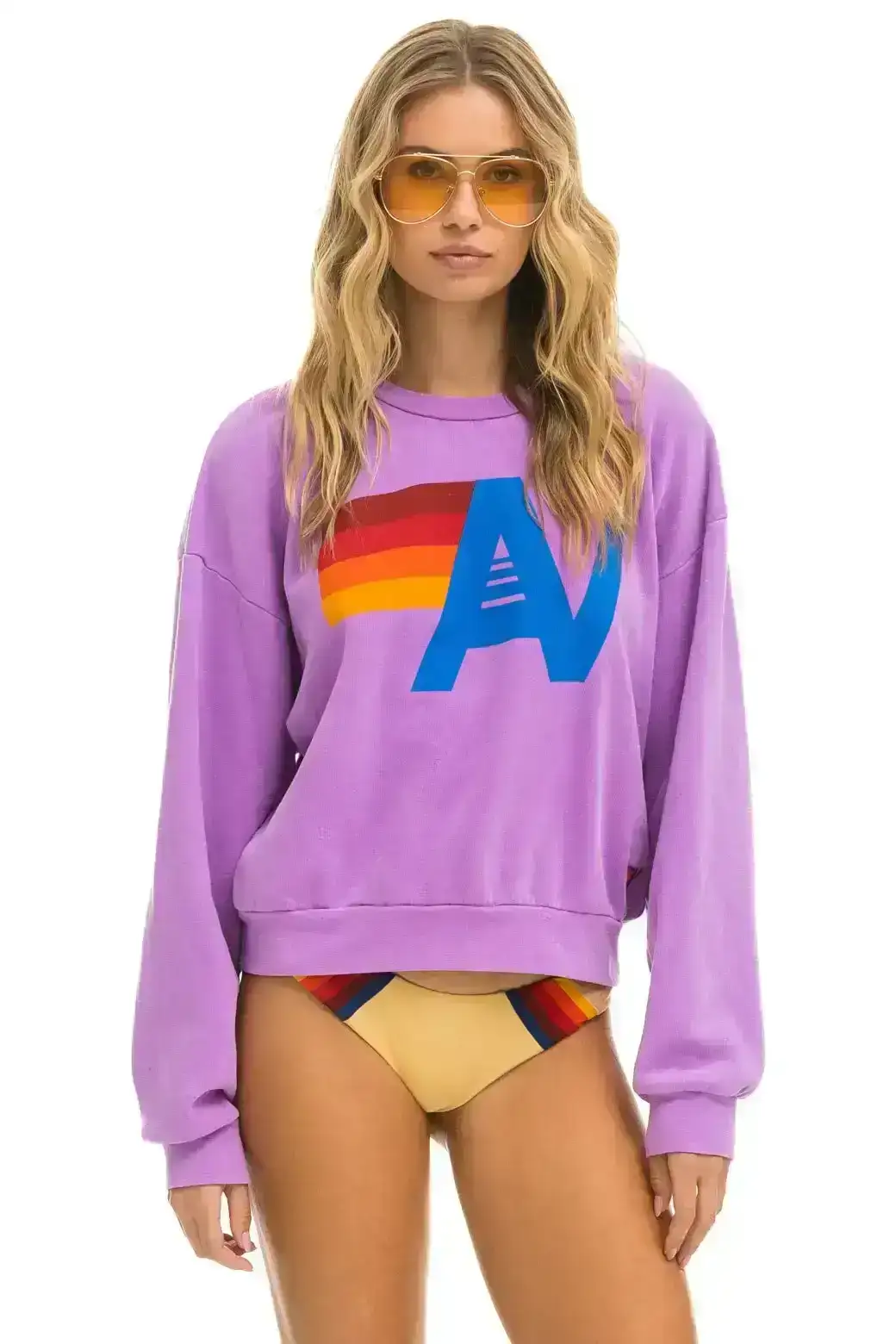 Image of LOGO RELAXED CREW SWEATSHIRT - NEON PURPLE