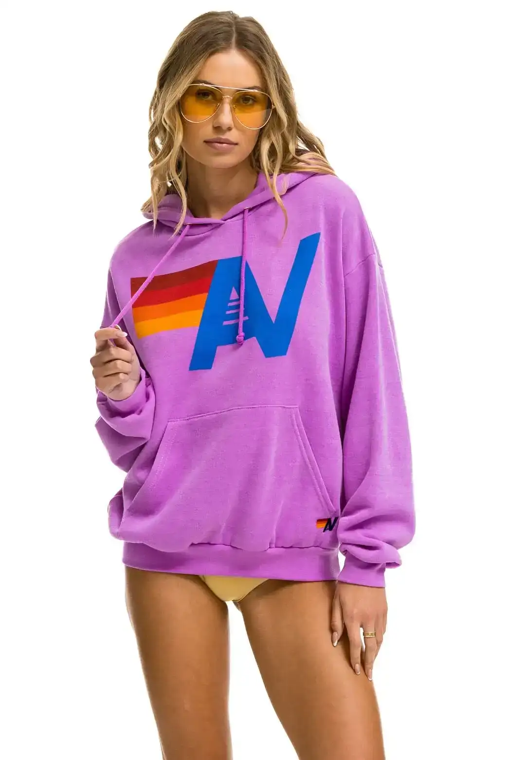 Image of LOGO PULLOVER RELAXED HOODIE - NEON PURPLE