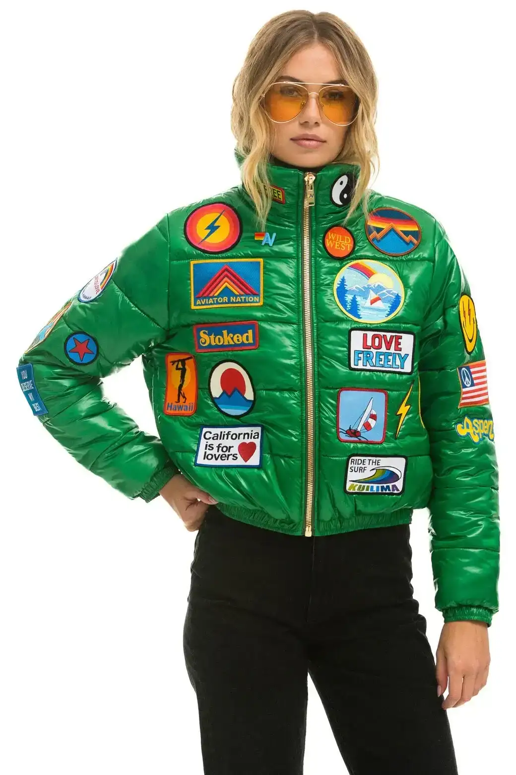 Image of VINTAGE PATCH APRES PUFFER JACKET - AMAZON GLOSSY
